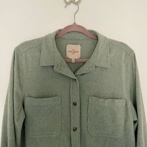 Sage Pinstripe Relaxed Flannel Button Down Shirt | Perfect Condition